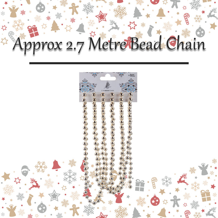 2.7M Bead Chain Christmas Decoration X 1 2.7 Metre Bead Chain Champagne