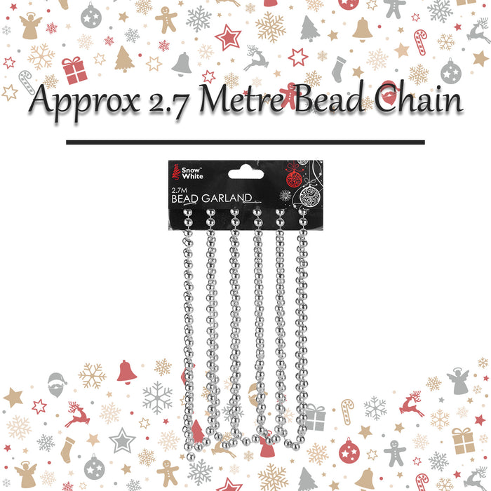 Christmas Decoration 2.7M Bead Chain X 1 2.7 Metre Bead Chain Silver