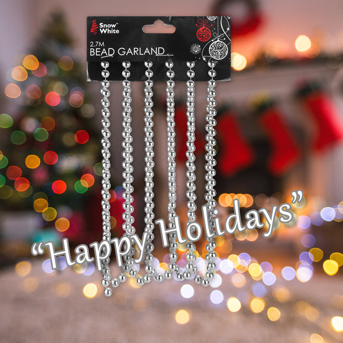 Christmas Decoration 2.7M Bead Chain X 1 2.7 Metre Bead Chain Silver