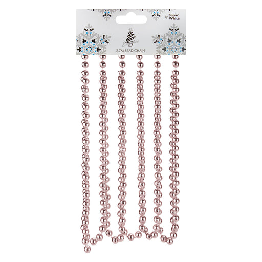 Christmas Decoration 2. 7M Bead Chain Metre Rose Gold