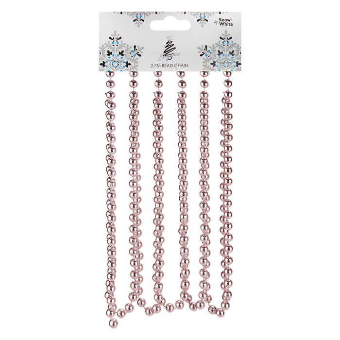 Christmas Decoration 2. 7M Bead Chain Metre Rose Gold