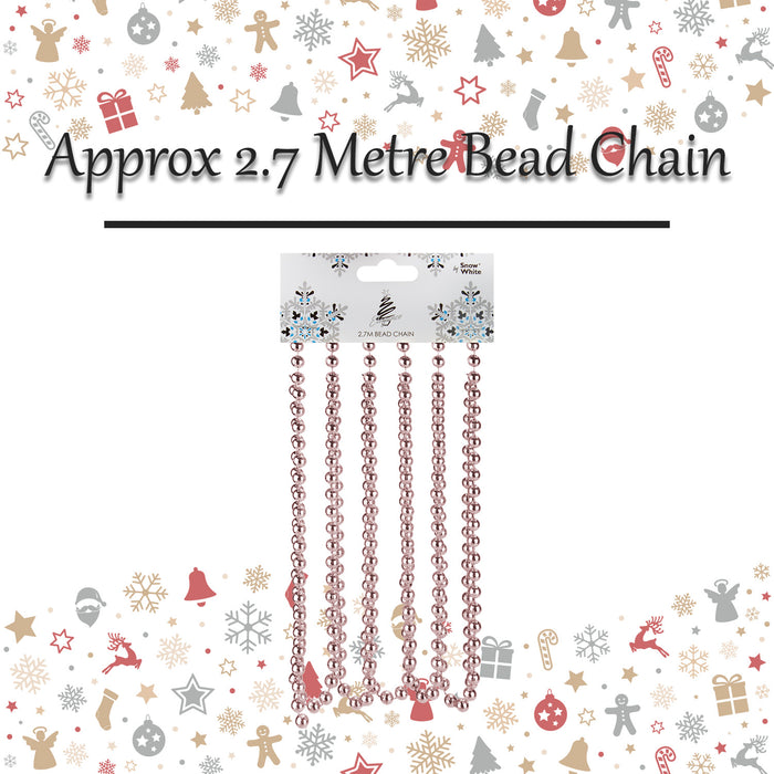 Christmas Decoration 2.7M Bead Chain X 1 2.7 Metre Bead Chain Rose Gold