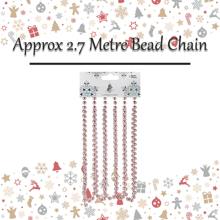Christmas Decoration 2. 7M Bead Chain Metre Rose Gold