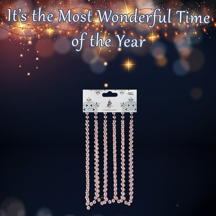Christmas Decoration 2. 7M Bead Chain Metre Rose Gold