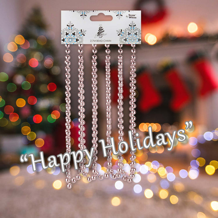 Christmas Decoration 2. 7M Bead Chain Metre Rose Gold