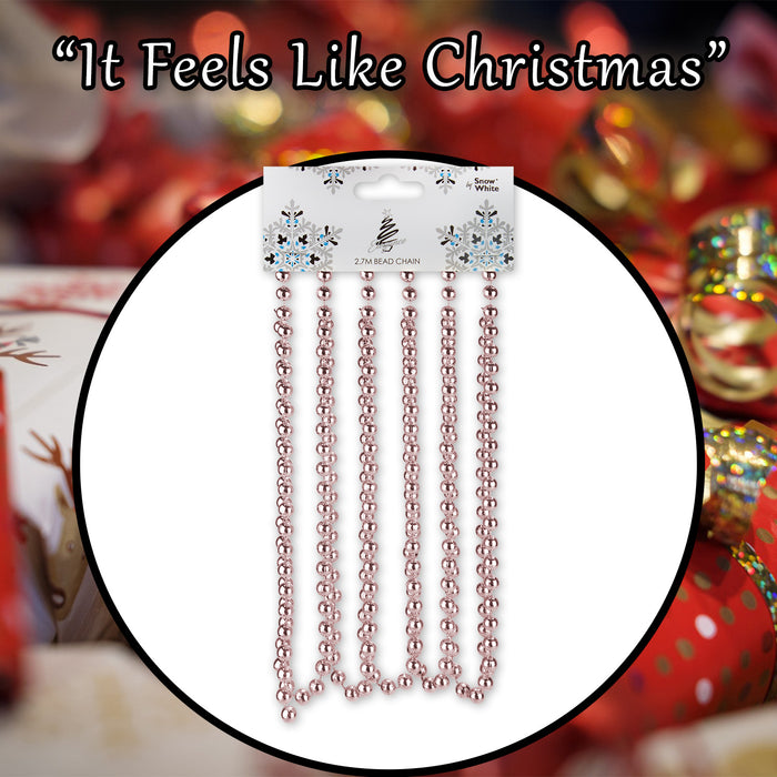 Christmas Decoration 2. 7M Bead Chain X 1 2. 7 Metre Bead Chain Rose Gold