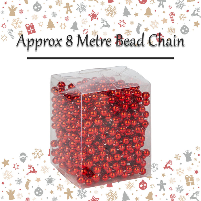 7M Bead Chain Christmas Decoration X 1 8 Metre Bead Chain Red