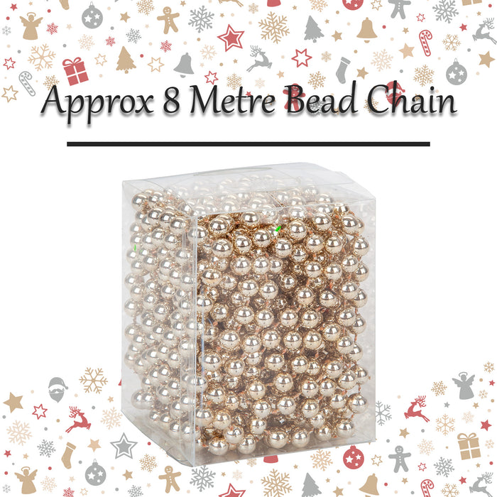 Christmas Decoration 7M Bead Chain X 1 8 Metre Bead Chain Rose Gold