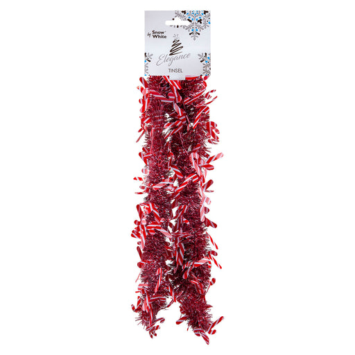 Candy Cane Tinsel Christmas Decoration X 1 55cm x 19cm x 12cm Red