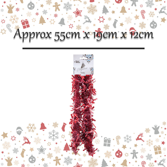 Candy Cane Tinsel Christmas Decoration X 1 55cm x 19cm x 12cm Red