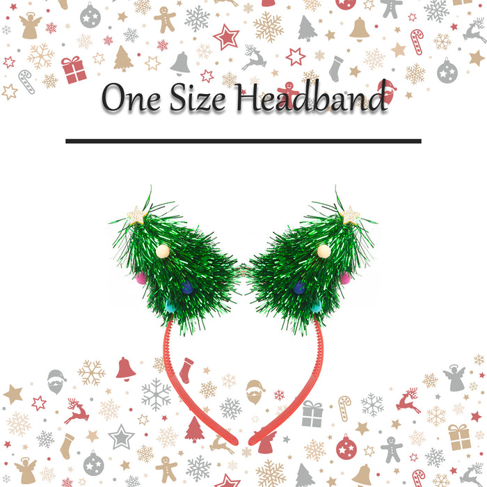 Christmas Headband Tinsel Trees Headband X 1 One Size Headband Green Tree