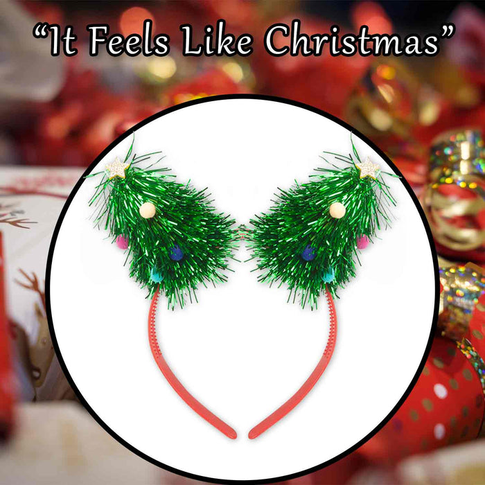 Christmas Headband Tinsel Trees Headband X 1 One Size Headband Green Tree