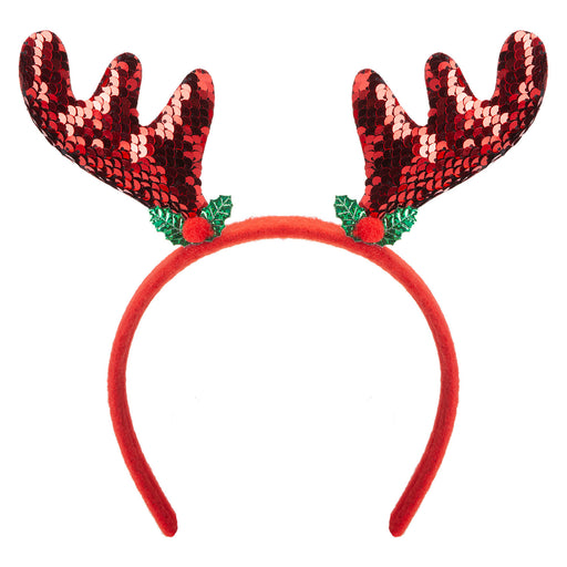 Christmas Antlers Headband Antlers X 1 21cm Red Sequin