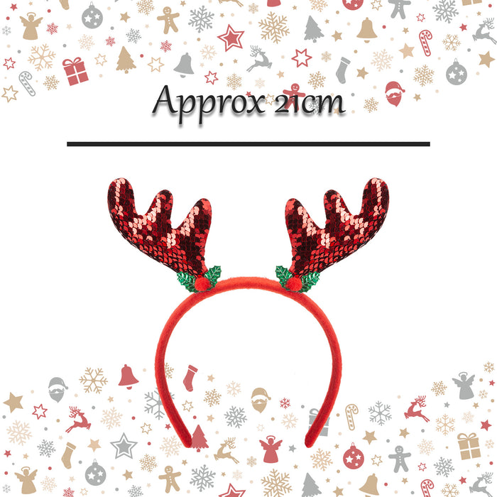 Christmas Antlers Headband Antlers X 1 21cm Red Sequin