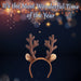 Christmas Headband Reindeer Glitter Antlers With Ears X 1 28cm x 19cm Brown