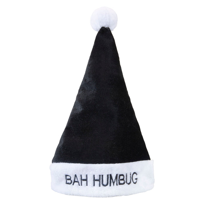 Santa Hat Bah Humbug Christmas Hat X 1 30cm x 42cm Black