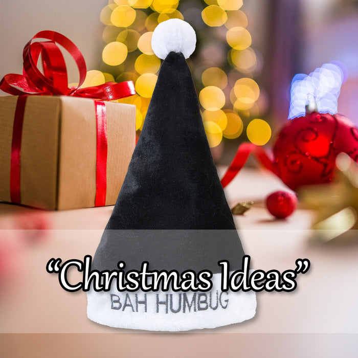 Santa Hat Bah Humbug Christmas Hat X 1 30cm x 42cm Black