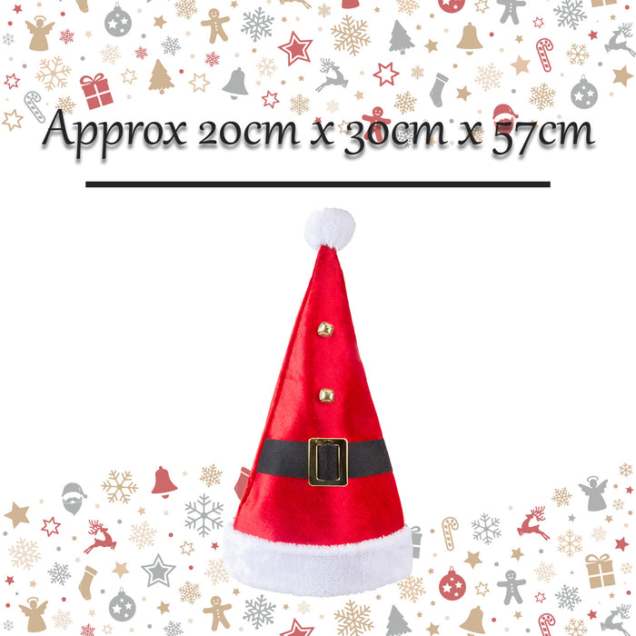 Christmas Hat Santas Belt Velvet Hat X 1 20cm x 30cm x 57cm Red