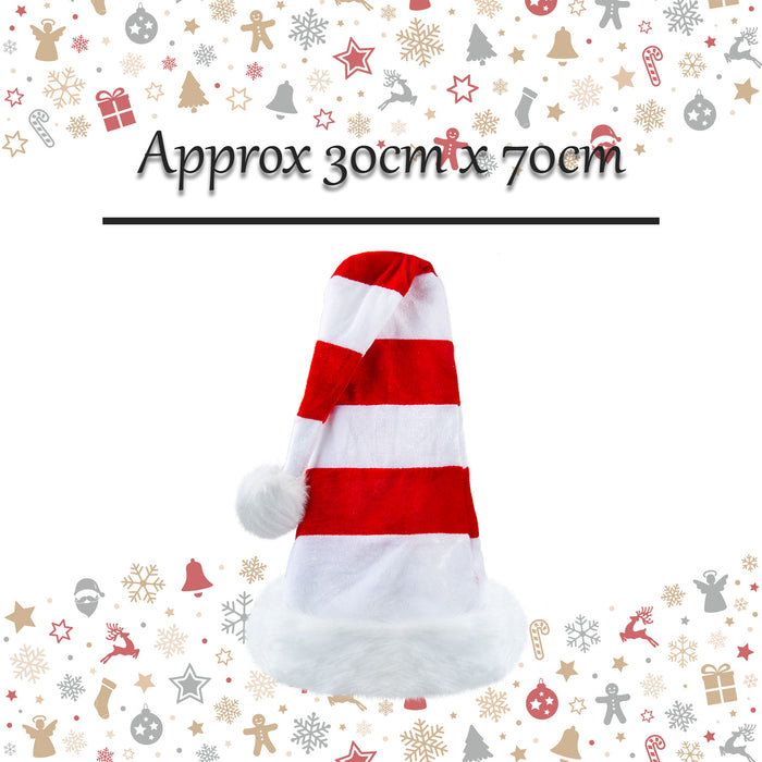 Christmas Hat Long Red/White Xmas Hat X 1 30cm x 70cm Red, White