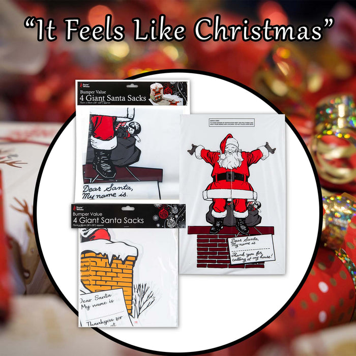 Giant Santa Sacks 30"X 20" Bumper Gift Bags X 4 34cm x 29. 9cm x 0. 3cm White