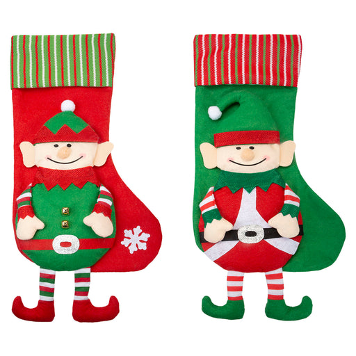 Elf Christmas Stocking Christmas Decoration X 1 54cm Red, Green