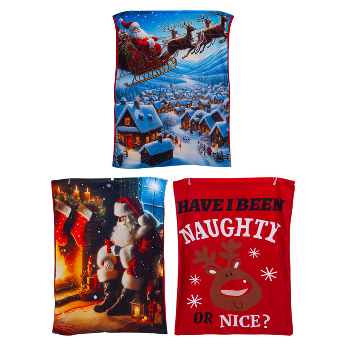 Christmas Santa Sack 2 Varied Designs X 1 50cm x 70cm Christmas Themed