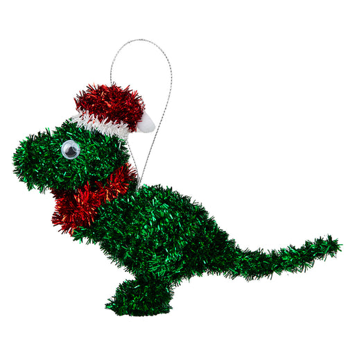 Christmas Tree Decoration Tinsel Dinosaur X 1 15cm x 15cm Green Dinosaur 15cm