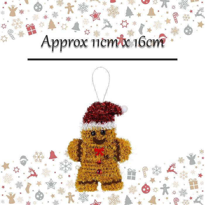 Christmas Decoration Tinsel Gingerbread Man X 1 11cm x 16cm Gingerbread Man