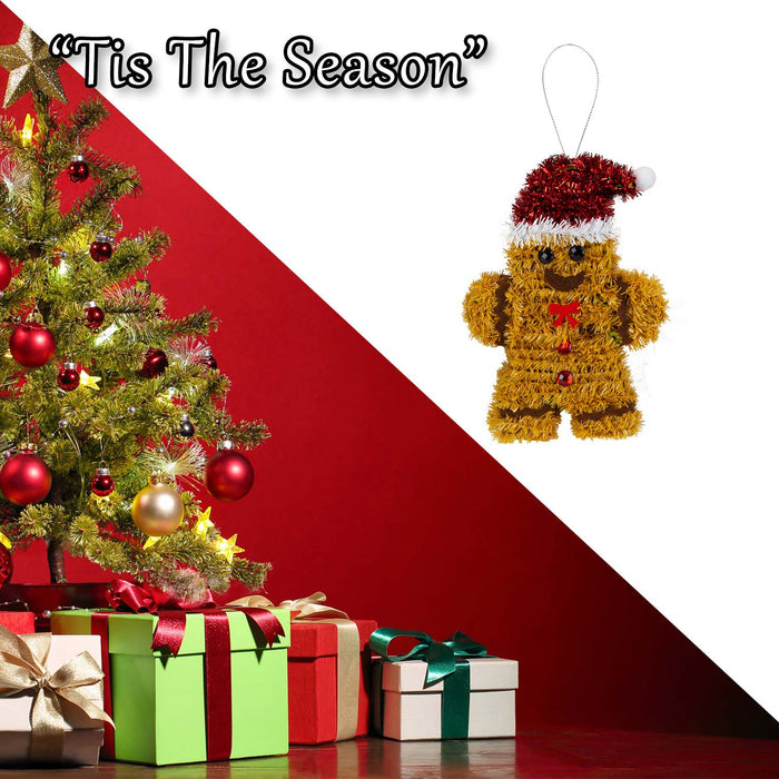 Christmas Decoration Tinsel Gingerbread Man X 1 11cm x 16cm Gingerbread Man