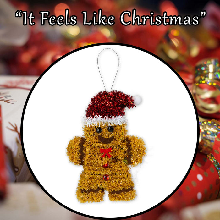Christmas Decoration Tinsel Gingerbread Man X 1 11cm x 16cm Gingerbread Man