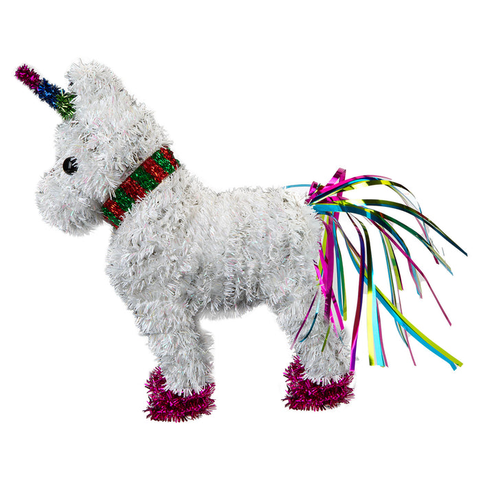 Christmas Decoration Tinsel Unicorn X 1 25cm x 22cm White Unicorn 25cm