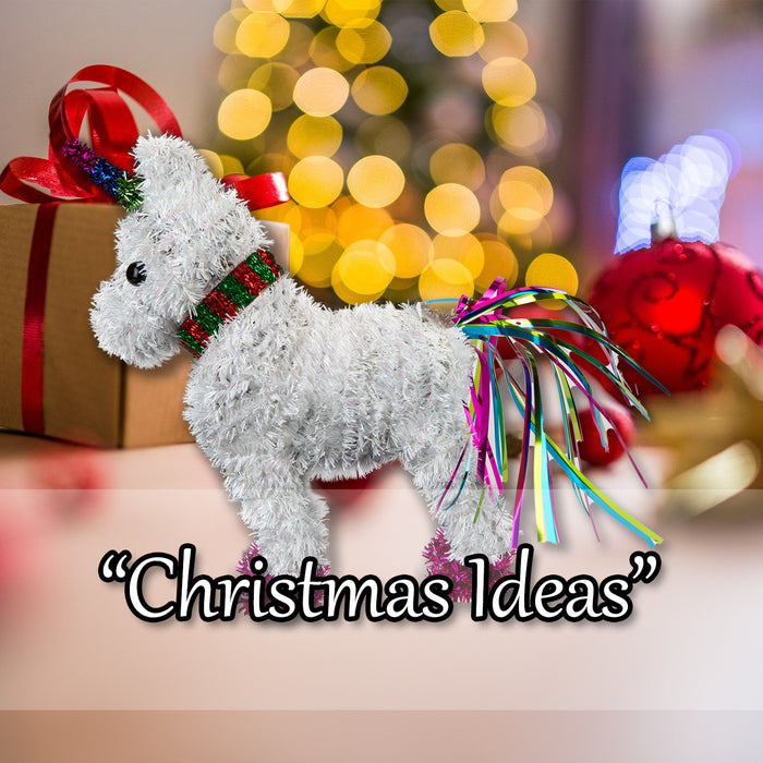 Christmas Decoration Tinsel Unicorn X 1 25cm x 22cm White Unicorn 25cm