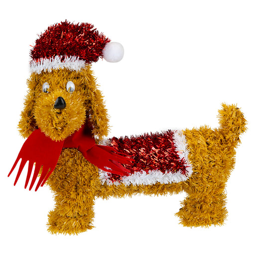 Christmas Decoration Tinsel Sausage Dog X 1 25cm x 11cm Dog 25cm