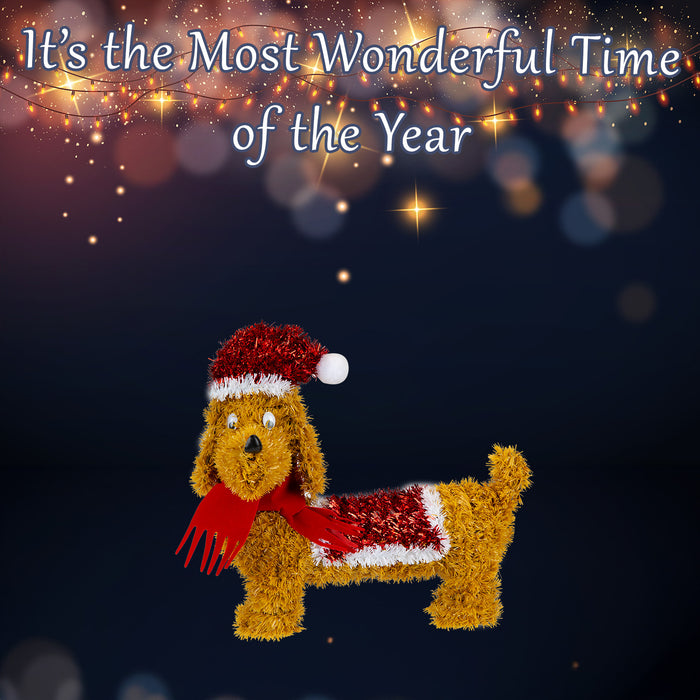 Christmas Decoration Tinsel Sausage Dog X 1 25cm x 11cm Dog 25cm