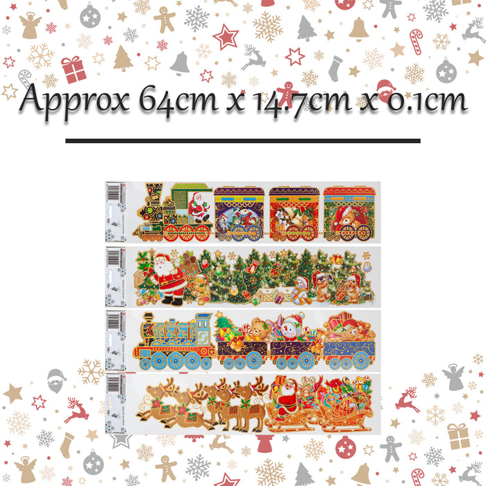 Christmas Stickers Glitter Character Window 4 Varied Designs X 1 64cm x 14.7cm