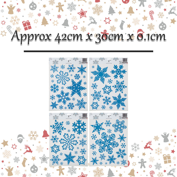 Christmas Stickers Glitter Snowflake X 1 42cm x 30cm Ice Blue