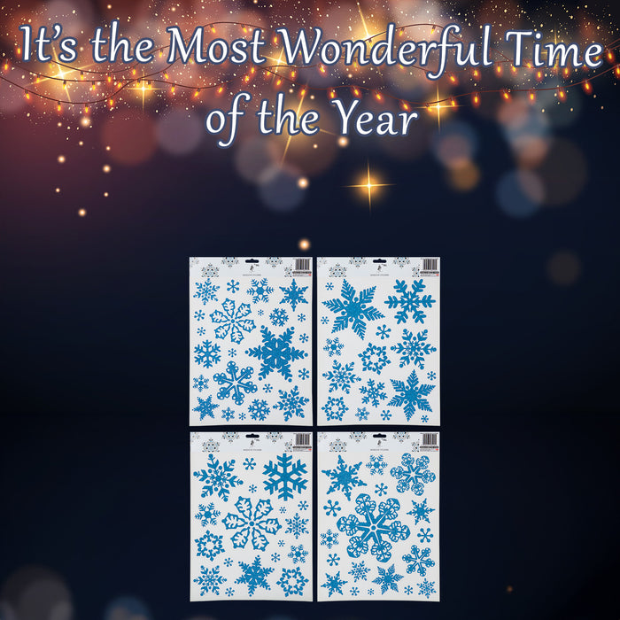 Christmas Stickers Glitter Snowflake X 1 42cm x 30cm Ice Blue