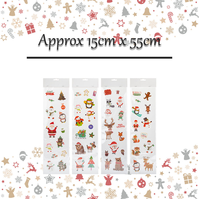 Christmas Stickers 4 Varied Designs X 1 15cm x 55cm Christmas Themed