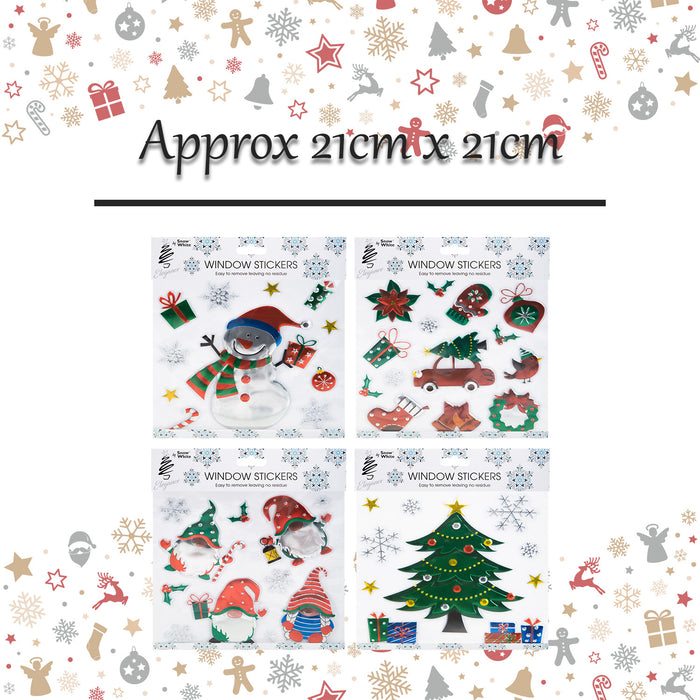 Christmas Stickers 4 Varied Designs X 1 21cm x 21cm Christmas Themed