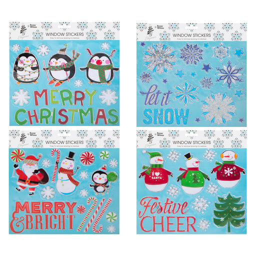 Christmas Stickers 4 Varied Designs X 1 29cm x 25cm Christmas Themed