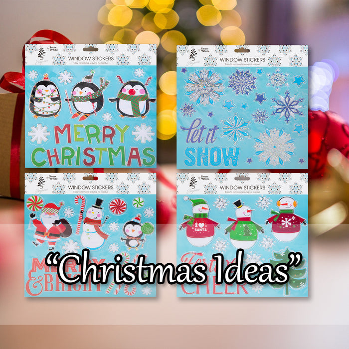 Christmas Stickers 4 Varied Designs X 1 29cm x 25cm Christmas Themed