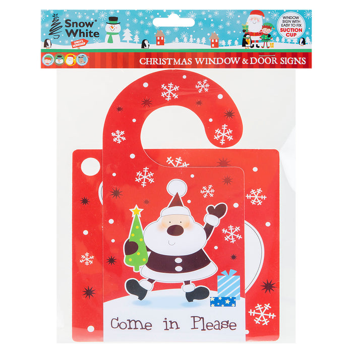 Santa Stop Here Window & Door Signs X 1 28cm x 21.5cm x 2cm Red