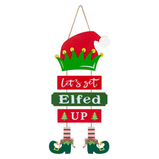 Christmas Sign Elfed Up Decoration Gift 45cm x 21cm Multicolour X 1