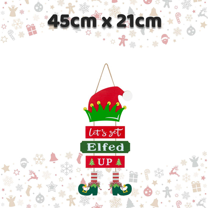 Christmas Sign Elfed Up Decoration Gift 45cm x 21cm Multicolour X 1