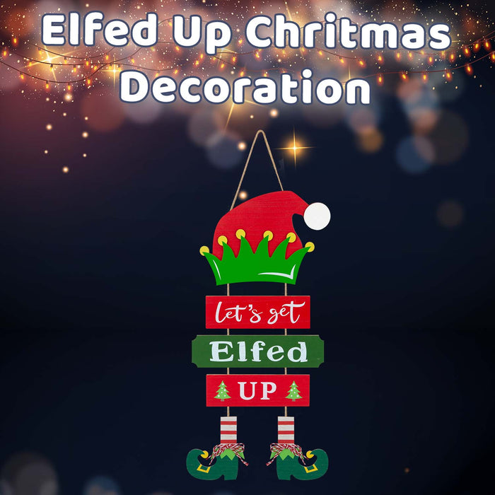 Christmas Sign Elfed Up Decoration Gift 45cm x 21cm Multicolour X 1