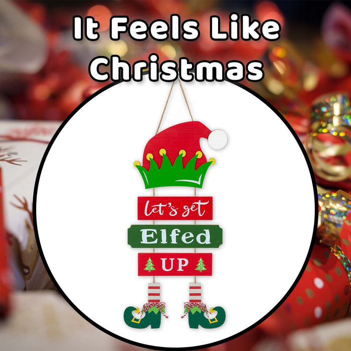 Christmas Sign Elfed Up Decoration Gift 45cm x 21cm Multicolour X 1