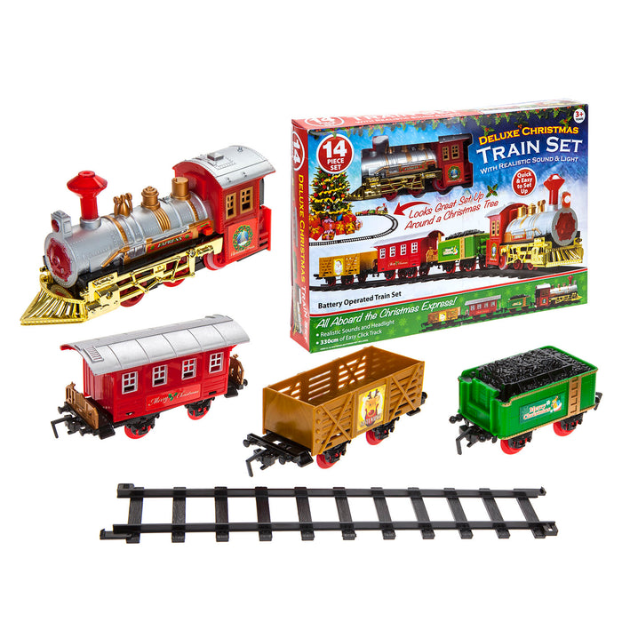 Christmas Train Set 14Pcs Light and Sound X 1 14 Piece Christmas Train Set