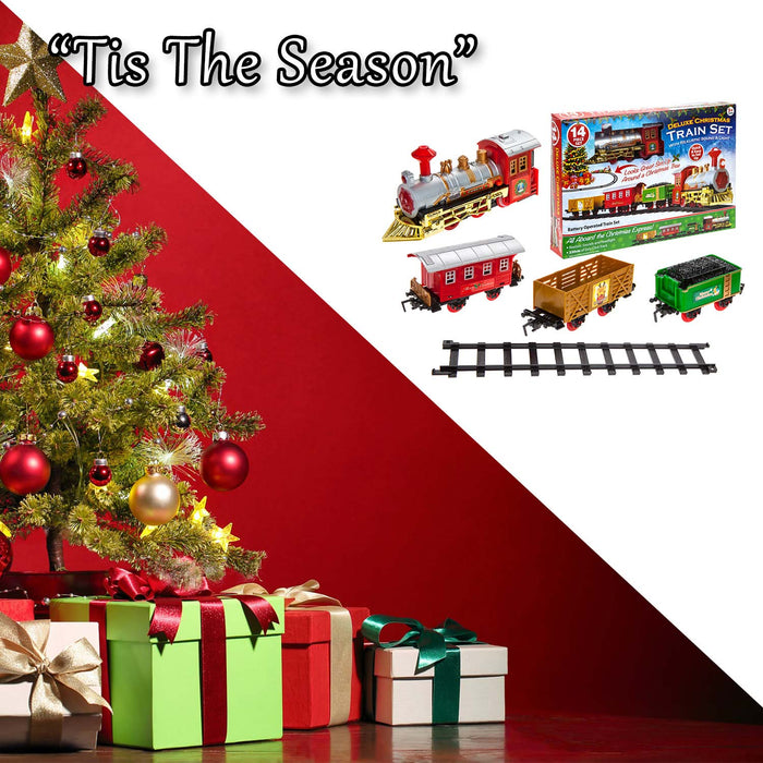 Christmas Train Set 14Pcs Light and Sound X 1 14 Piece Christmas Train Set