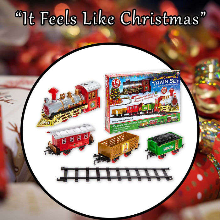Christmas Train Set 14Pcs Light and Sound X 1 14 Piece Christmas Train Set