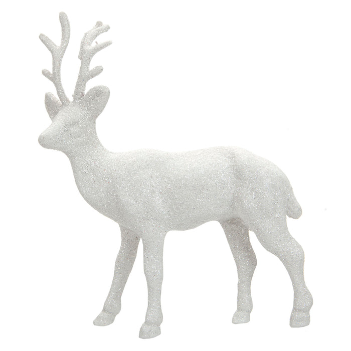 Christmas Decoration Glitter Reindeer X 1 17cm White